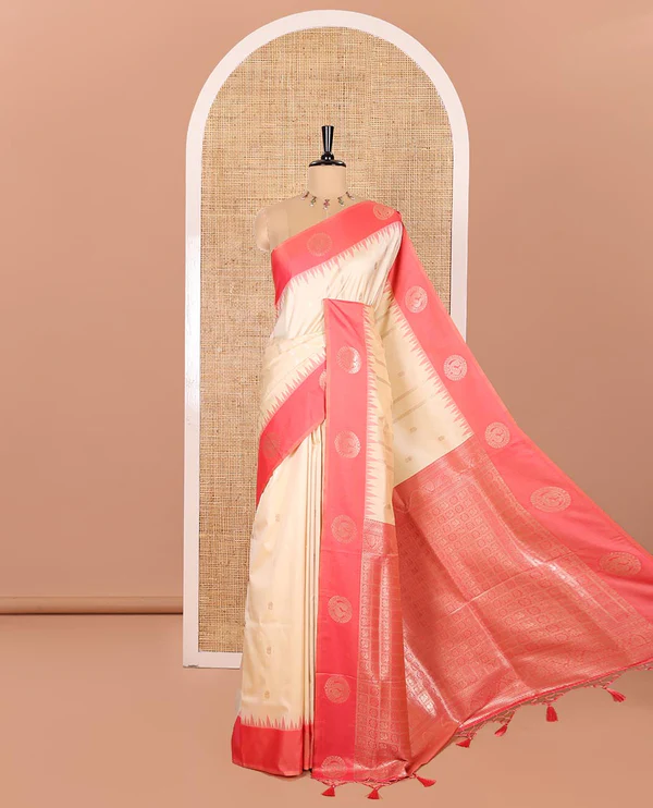 Cream Elite Soft Silk Paithani Saree